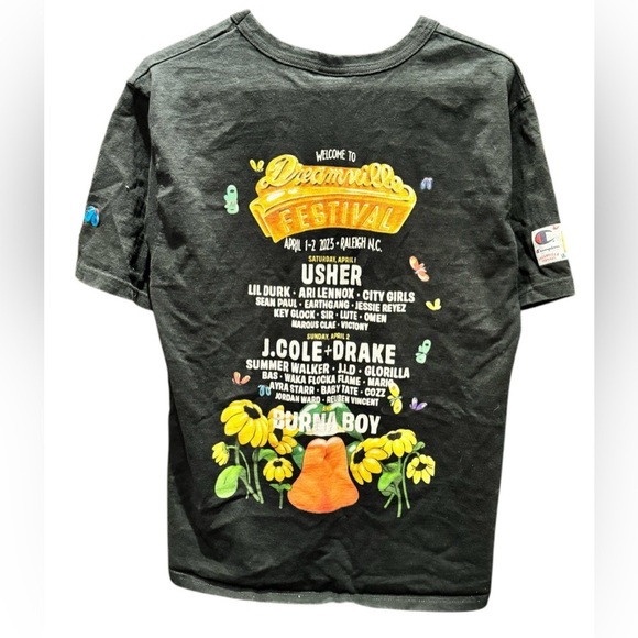 J Cole drake Champion Dreamville Festival Graphic T-Shirt - Black Medium - Picture 1 of 5